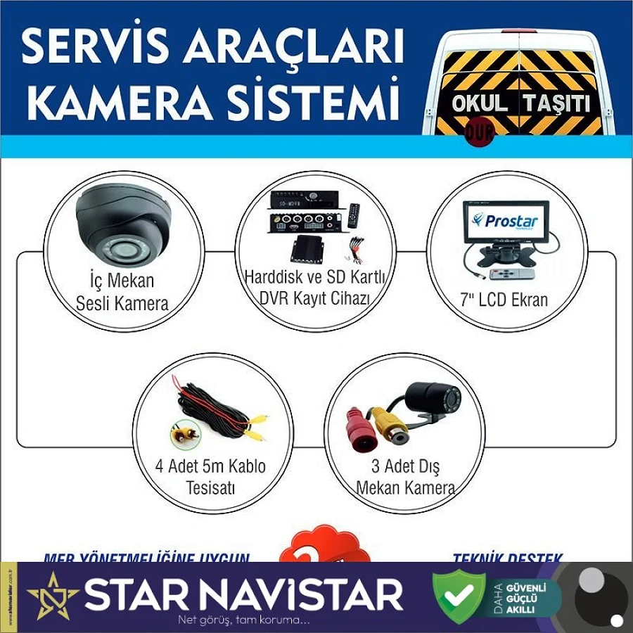 Harddisk Hariç Okul Servisi Araç Kamera Seti