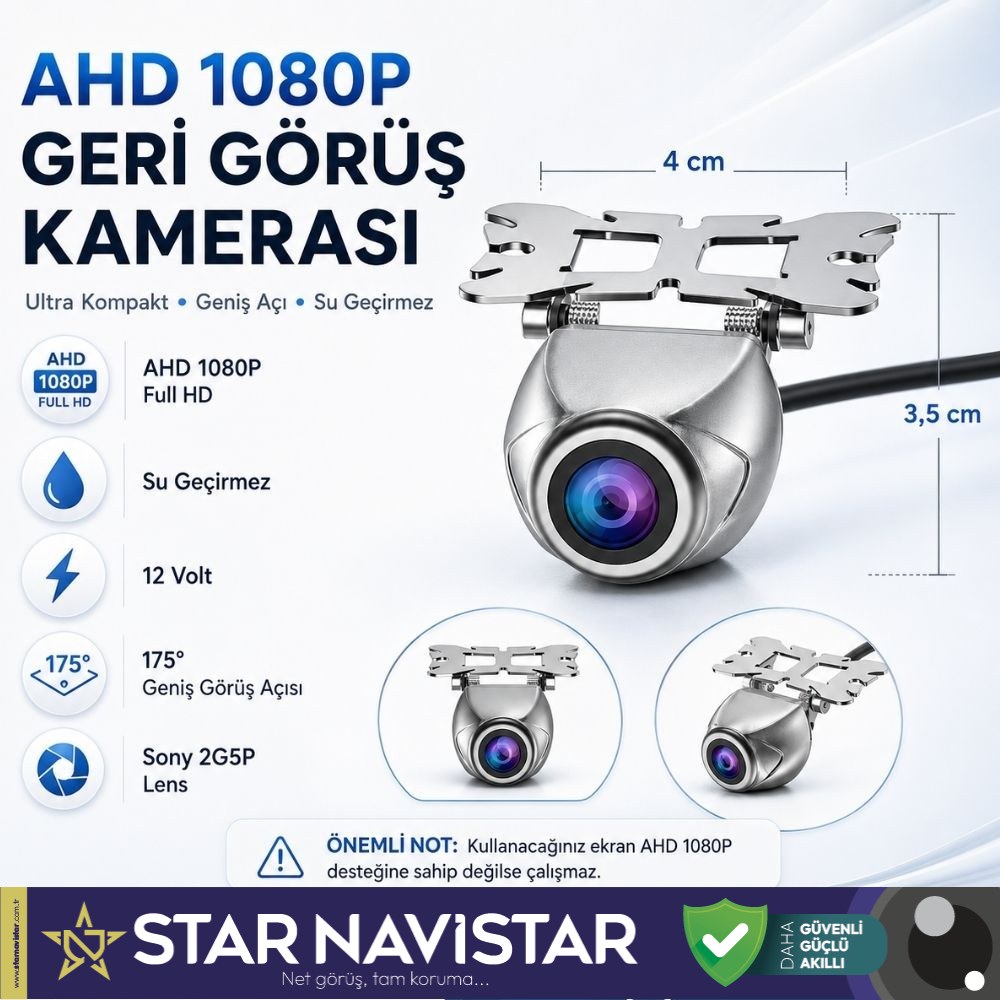 Navistar Ahd 1080P Sony 2G5P Balıkgözü 175 Derece Geniş Açılı Araç Geri Görüş Kamerası