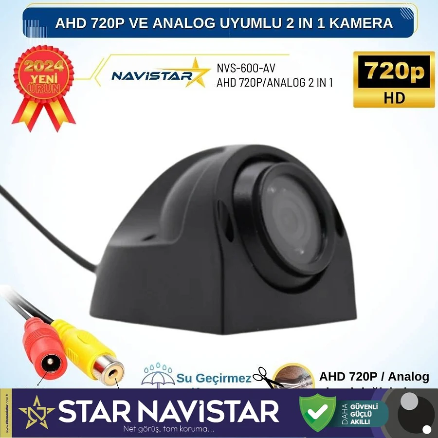 AHD 720P ve Analog Pal Uyumlu Gece Görüşlü Yan, Ön ve Arka Uyumlu Full HD Kamera