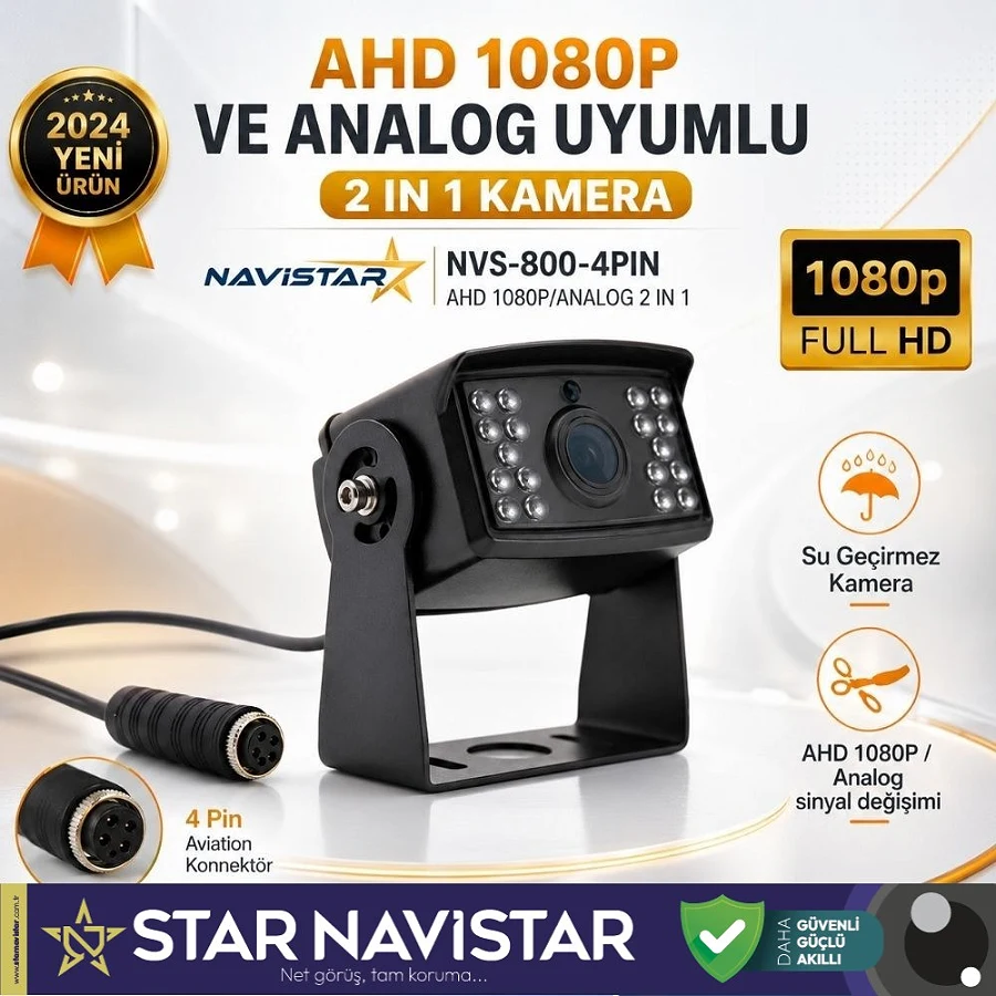 AHD 1080P ve Analog Pal Çevirilebilir 4 Pin Gece Görüşlü Metal Ayaklı Full HD Kamera