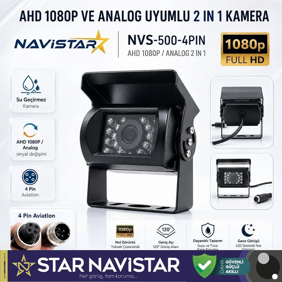 Şapkalı AHD 1080P ve Analog Pal Çevirilebilir Gece Görüşlü Metal Ayaklı Full HD Kamera