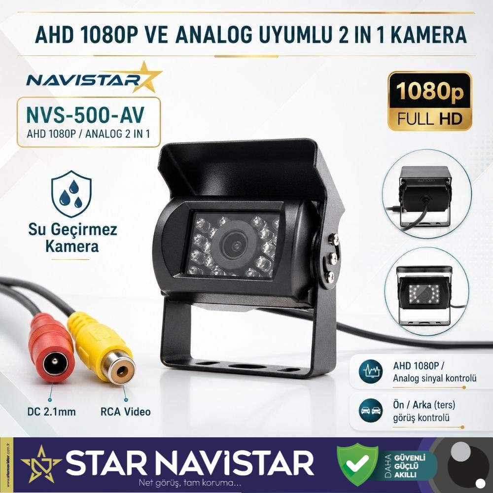 Şapkalı AHD 1080P ve Analog Pal Çevirilebilir Gece Görüşlü AV girişli Metal Ayaklı Full HD Kamera