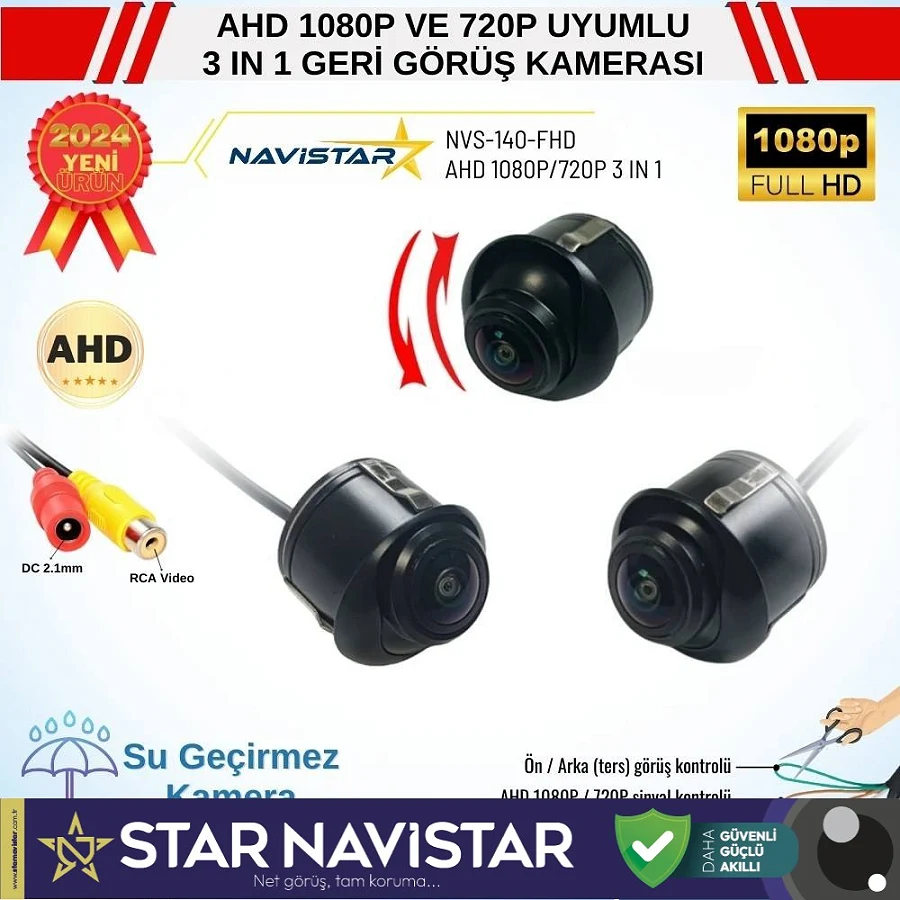 Ayarlanabilir Başlıklı AHD 1080P ve 720P Çevrilebilir Geri Görüş Kamerası