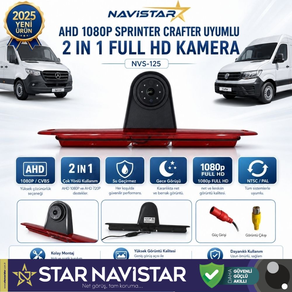 Mercedes Sprinter ve VW Crafter için Profesyonel AHD 1080P Geri görüş Kamerası