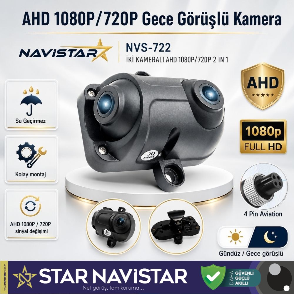 İki kameralı AHD 1080P/720P Yan ve arka için Profesyonel Metal Kamera