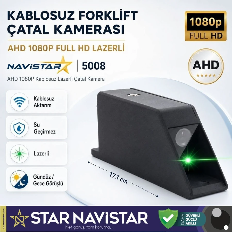 Kablosuz Lazerli Forklift Çatal Kamerası AHD 1080P Full HD Mıknatıslı Su Geçirmez Gece Görüşlü Tekli Kamera