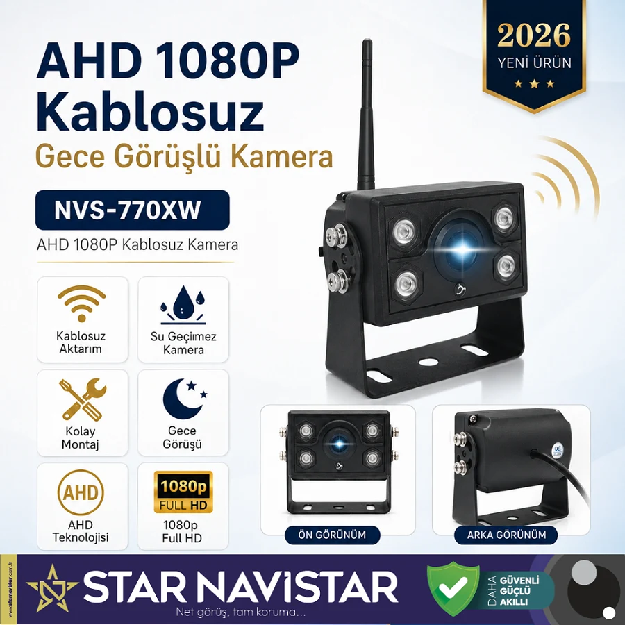 AHD 1080P Kablosuz Ledli Gece Görüşlü Araç Kamerası