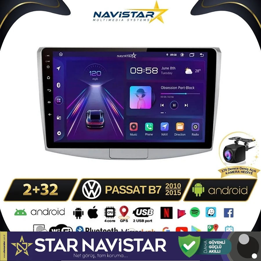 Volkswagen Passat B7 2+64GB Android 13 Kablosuz Carplay 2010-2015 Navigasyon Multimedya Sistemi