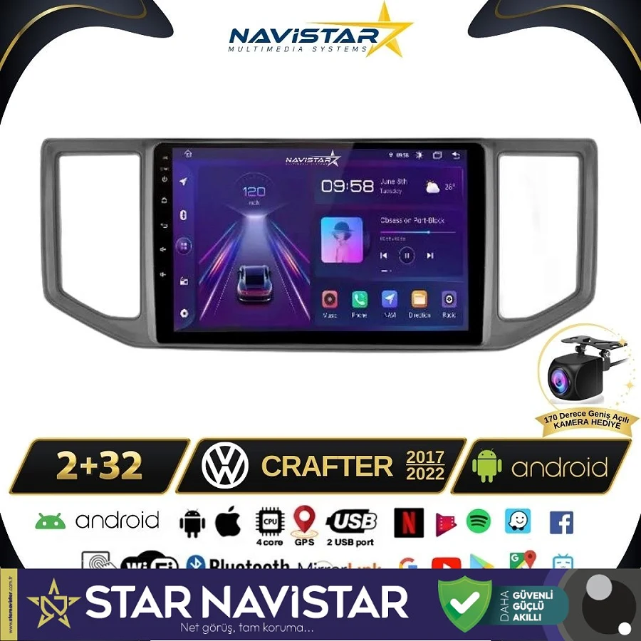 Volkswagen Crafter 2+64GB Android 13 Kablosuz Carplay 2017-2022 Navigasyon Multimedya Sistemi