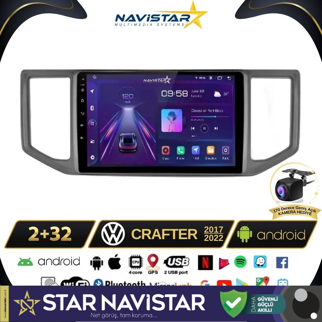Volkswagen Crafter 2+64GB Android 13 Kablosuz Carplay 2017-2022 Navigasyon Multimedya Sistemi