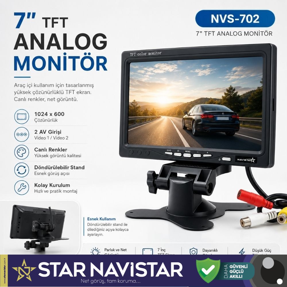 7" TFT 2 Adet Video Girişli Analog Monitör