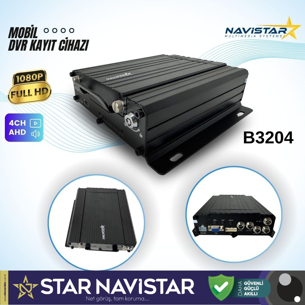 4 Kanal AHD 1080P Harddisk ve Sd kart Destekli Profesyonel Mobil DVR Kayıt Cihazı