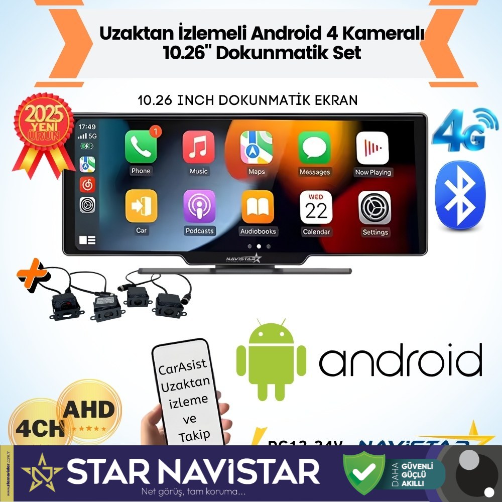 Profesyonel 10. 26 İnç Android Uzaktan İzlemeli Araç Dokunmatik Full Set