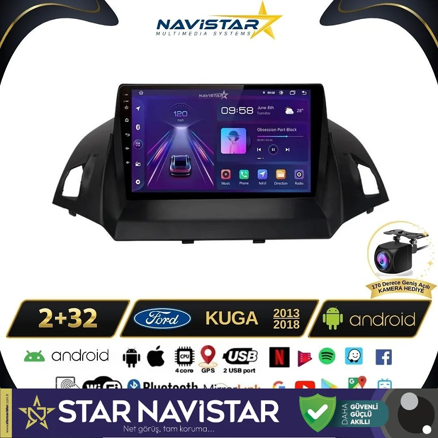 Ford Kuga 2+64GB Android 13 Kablosuz Carplay 2013-2018 Navigasyon Multimedya Sistemi