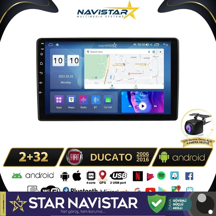 Fiat Ducato 2006-2016 Model 2GB + 64GB Android 13 Kablosuz Carplay Navigasyon Multimedya Sistemi
