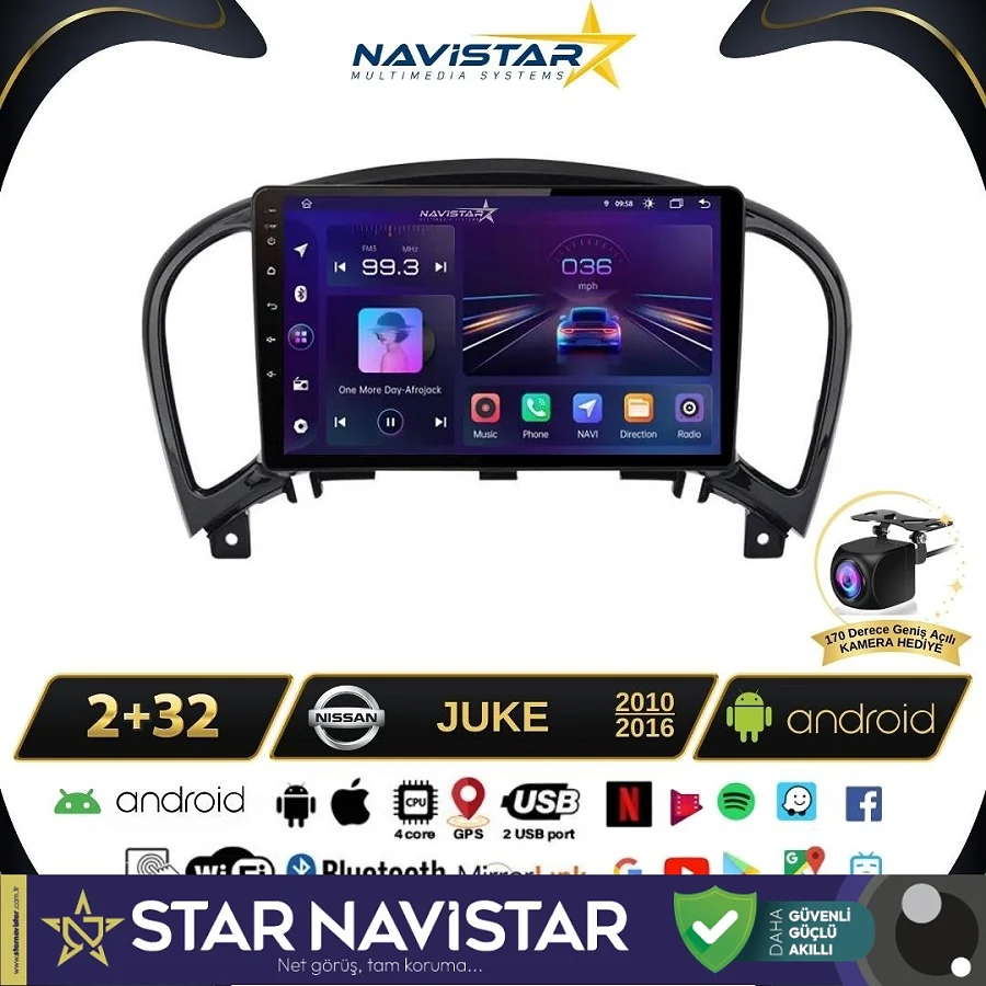 Nissan Juke  2010-2014 Model 2GB + 64GB Android 13 Kablosuz Carplay Navigasyon Multimedya Sistemi