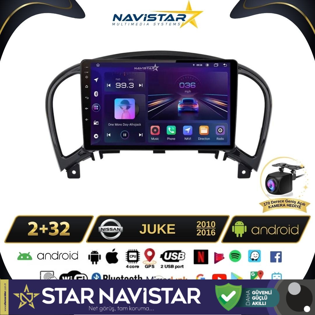 Nissan Juke  2010-2014 Model 2GB + 64GB Android 13 Kablosuz Carplay Navigasyon Multimedya Sistemi