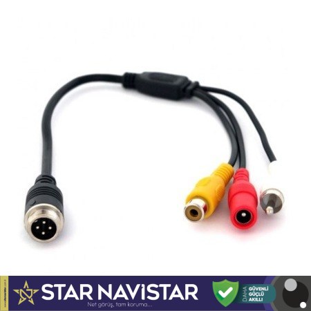 4 Pin Erkek  Rca Görüntü Dişi + Rca Ses Erkek + Dc Dişi Çevirici Kablo Mdvr Dönüştürücü Kablo