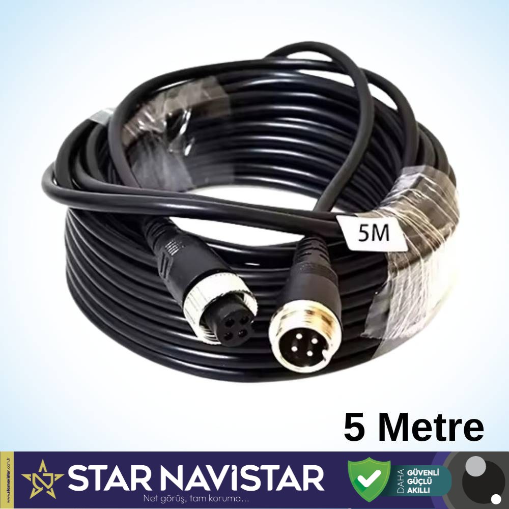4 Pin Aviation Hazır Araç Kamera Kablosu 5 Metre