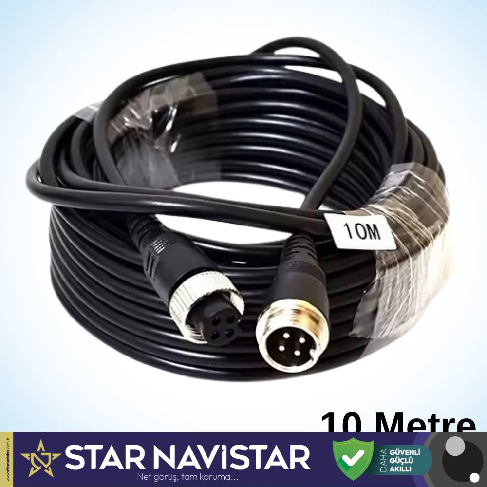4 Pin Aviation Hazır Araç Kamera Kablosu 10 Metre