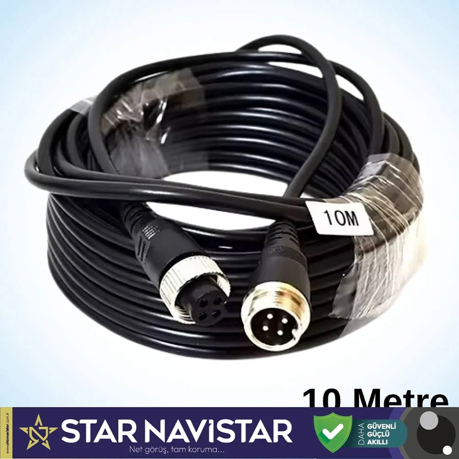 4 Pin Aviation Hazır Araç Kamera Kablosu 10 Metre