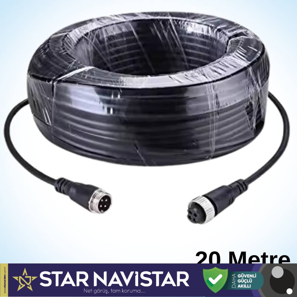 4 Pin Aviation Hazır Araç Kamera Kablosu 20 Metre