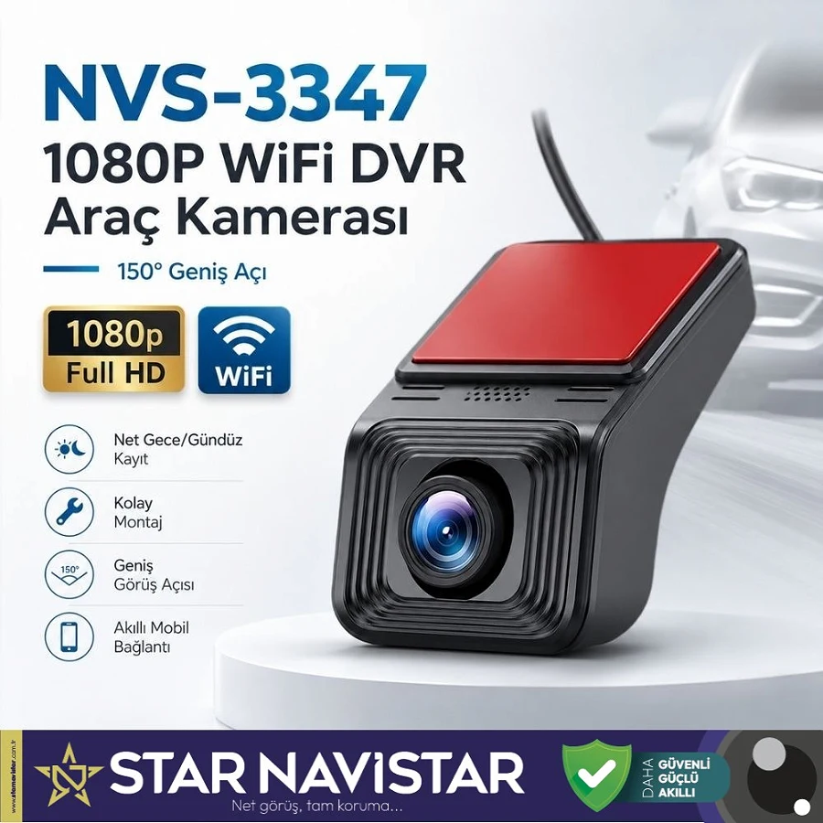 Wifi G-Sensör Park Modu 128 GB Destekli Araç Yol Sürüş Kamerası Geniş Açılı